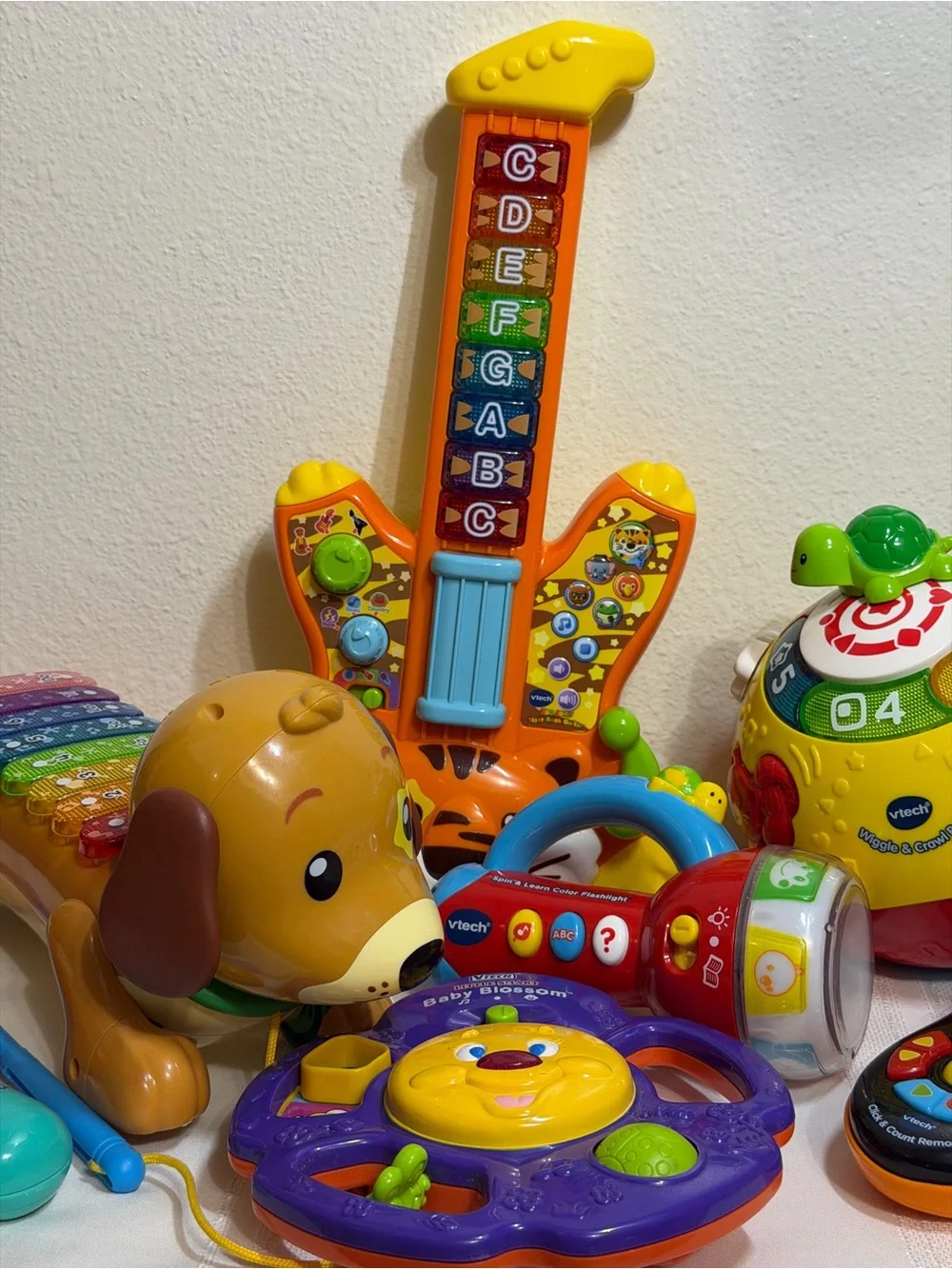 7 Pc Lot VTech Electronic Toys Guitar Ball Magic Mirror Flashlight Xylophone